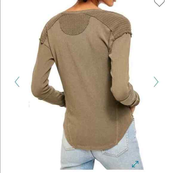 Free People Mix Military Long Sleeve Henley Boho XS Army green - Picture 4 of 7